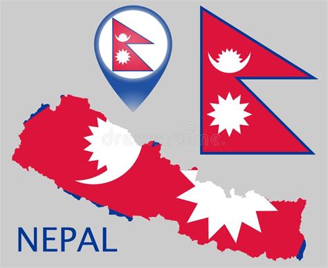 Nepal Flag, Map Pointer and Map Stock Vector - Illustration of isolated ...