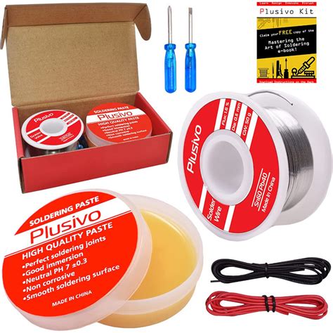 Plusivo Solder Wire (0.6mm, 50g) and Rosin Paste Flux for PCB ...