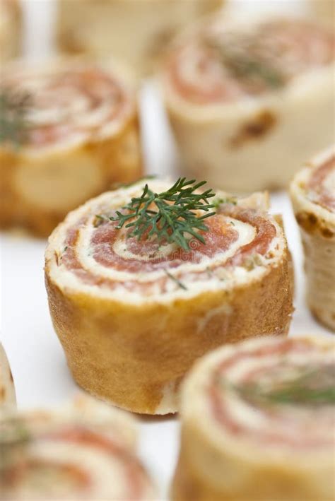 Smoked salmon roulade stock image. Image of hors, oeuvres - 26129765