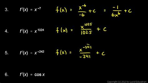 Calculus 5.1p1 - Antiderivative Practice Problems 1 - 6 - YouTube