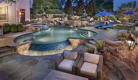 lagoon style inground pool with zero edge | Pool remodel, Backyard pool ...