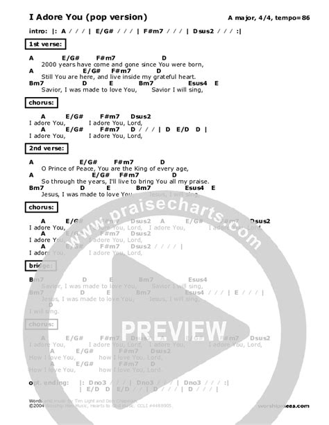 I Adore You Chords PDF (Don Chapman) - PraiseCharts