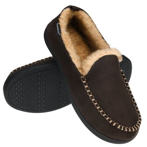 Vonmay - VONMAY Men's Moccasin Slippers Fuzzy House Shoes Fluffy Fur ...