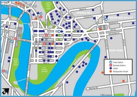 Brisbane Map Tourist Attractions - TravelsFinders.Com