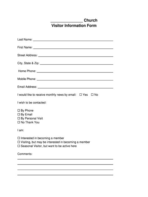 Church visitor form: Fill out & sign online | DocHub