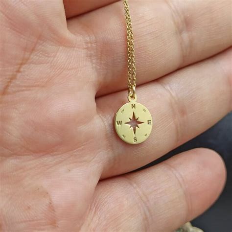 dainty Compass necklace,compass jewelry,solid gold 14k compass,compass ...