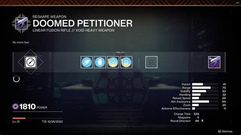 Destiny 2 Doomed Petitioner God Roll: Best PvP & PvE Perks | Sirus Gaming