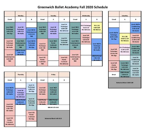 Ballet Class Schedules - Greenwich Ballet Academy