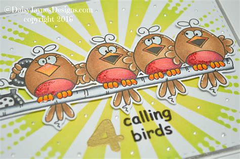 Christmas card series 2016 #4…Four calling birds… – Daisy Jayne's Designs