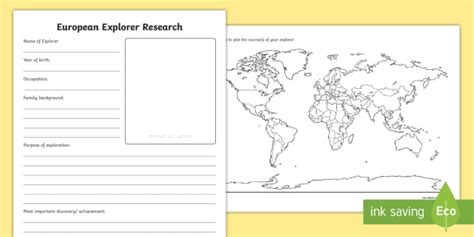 Early European Explorers Map Research Worksheet | Australia