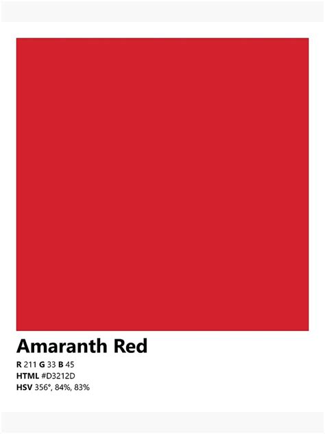 "Color Swatch/Card (Amaranth Red)" Photographic Print for Sale by ...