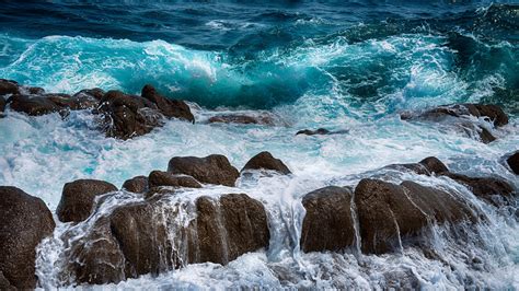 sea, Water, Rocks, Spray, Waves Wallpapers HD / Desktop and Mobile ...