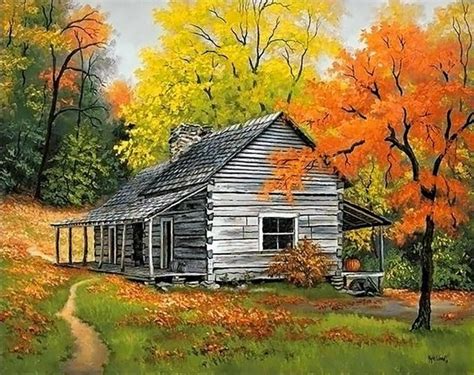 House in the Woods WD101 18.9 x 14.9 inches in 2021 | Barn painting ...