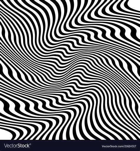 Abstract warped black and white lines background Vector Image