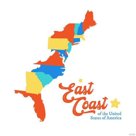 East Coast USA Map Vector in Illustrator, SVG, JPG, EPS, PNG - Download ...