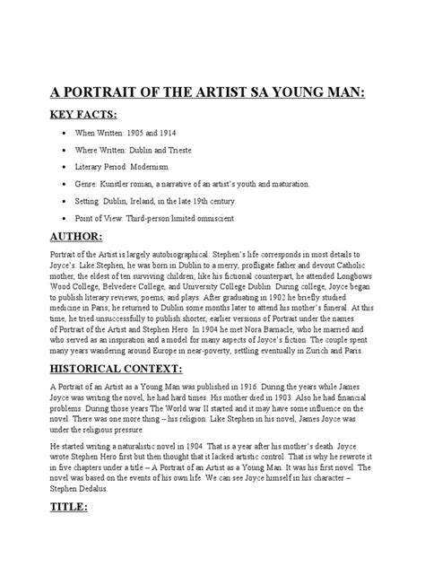 A Portrait of The Artist | PDF | James Joyce