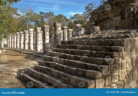 Stairs at the Temple of the Warriors, Chichen Itza Stock Image - Image ...