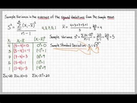 Sample Variance and Sample Standard Deviation - YouTube