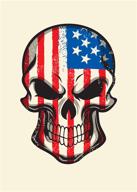 american flag painted on skull 19551815 Vector Art at Vecteezy