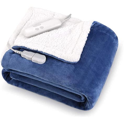 MaxKare Electric Blanket Heated Throw Flannel & Sherpa Fast Heating ...