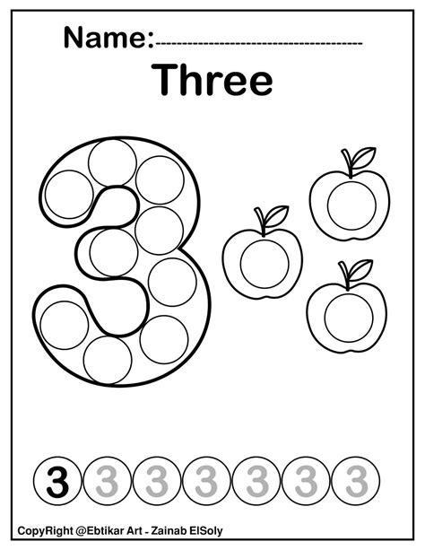 Set of 123 Numbers (Count Apples) Dot Marker Activity Coloring Pages ...