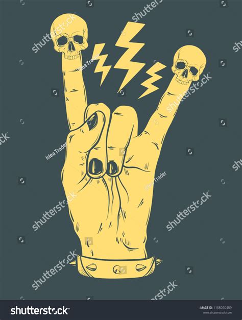 Vector Hand Drawn Illustration Rock Hand Stock Vector (Royalty Free ...