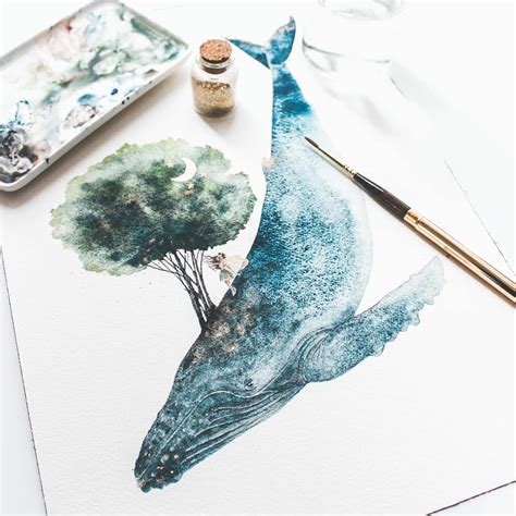 Watercolor Whale Illustrations Capture the Magic of Ocean Life