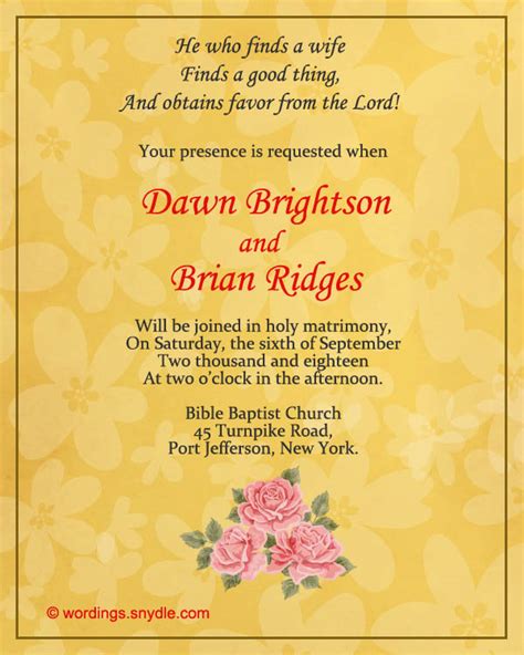 Christian Wedding Invitation Wording Samples – Wordings and Messages