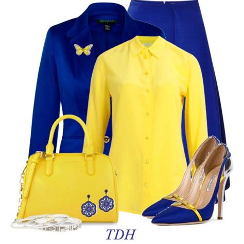 Royal Blue & Yellow, created by talvadh on Polyvore Blue Skirt Outfits ...