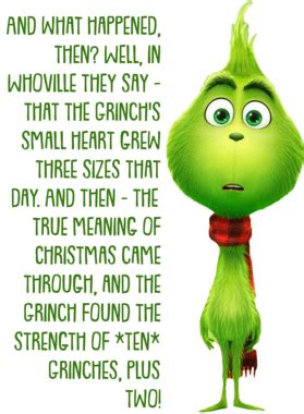 Grinch's Small Heart Grew Three Sizes That Day The Grinch Movie Quote T ...