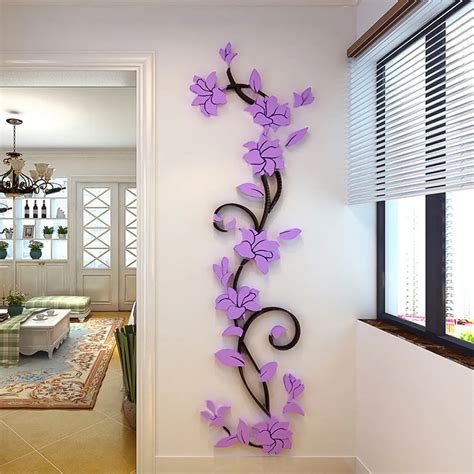 45x150cm Large Wall Stickers 3D Romantic Rose Flower Wall Sticker ...