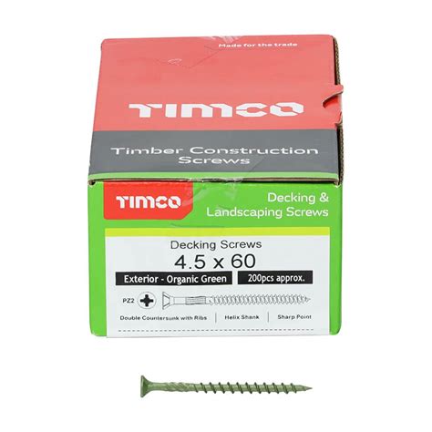 Decking Screws - PZ - Double Countersunk - Exterior - Green 4.5 x 60 ...