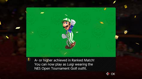 Mario Golf: Super Rush NES Open Tournament Golf Luigi outfit