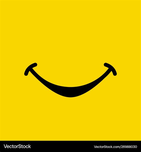 Smile emoticon show mouth on yellow background Vector Image