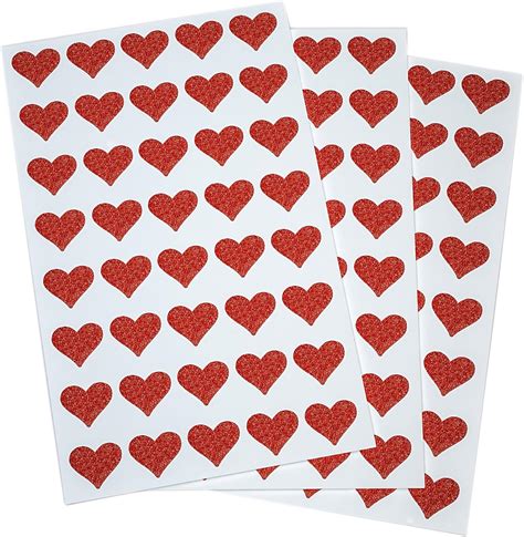 Amazon.com: Royal Green Glitter Red Heart Stickers Envelope Seals for ...