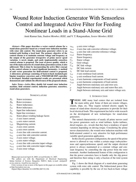 (PDF) Wound Rotor Induction Generator With Sensorless Control and ...