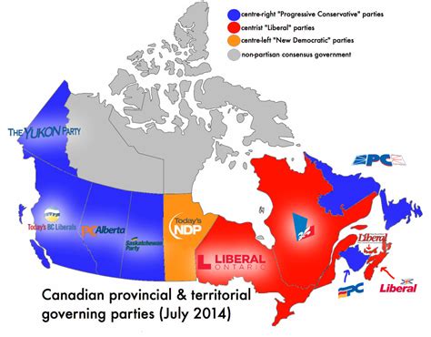 Governing Political Parties in Canadian Provinces... - Maps on the Web