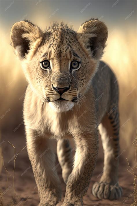 Premium Photo | Portrait of an adorable African lion cub on an African ...