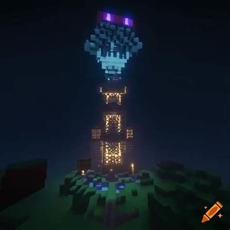 Sci-fi tower in minecraft on Craiyon