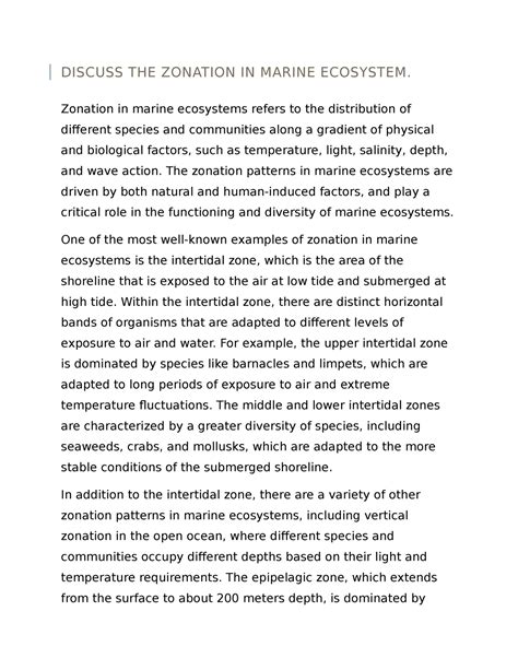 Discuss the zonation in marine ecosystem - DISCUSS THE ZONATION IN ...