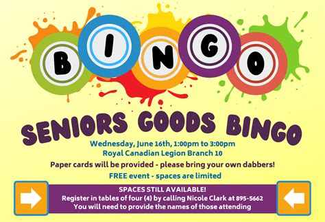 Seniors Goods BINGO on June 16th - Town of Portugal Cove – St. Philips