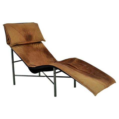 Vintage Cognac Leather Chaise Longue by Tord Bjorklund for Ikea, Sweden ...