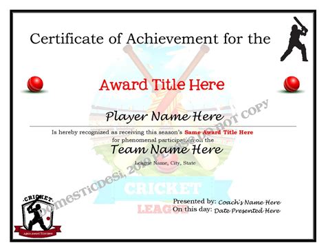 Editable Cricket Certificates Digital Downloadable and Printable ...