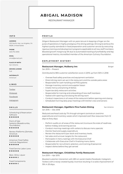 Restaurant Manager Resume & Writing Guide | +12 Examples | 2019