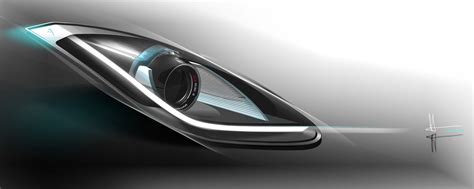 Jaguar C-X16 Concept Headlight Design Sketch - Car Body Design