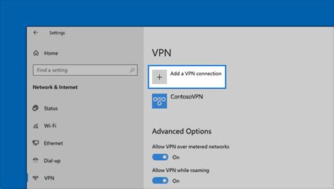 Connect to a VPN in Windows 10