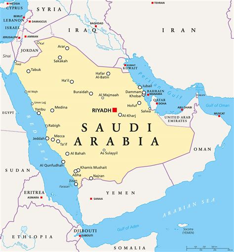 Map of Saudi Arabia - Guide of the World