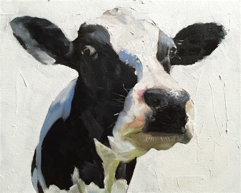 Cow Painting, Cow Art, Cow PRINT, - Cow Oil Painting, Holstein Cow ...