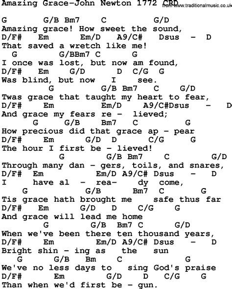 Amazing Grace Lyrics With Guitar Chords - Sheet and Chords Collection