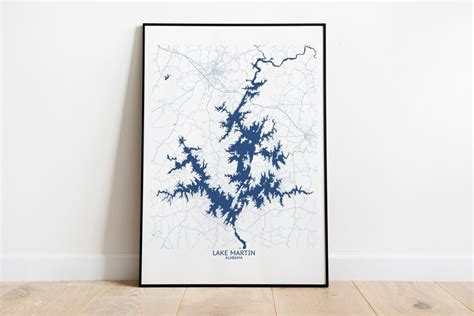 Lake Martin Alabama Map Pittsburgh Map Company - Etsy